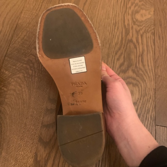 Prada Sandals in Brown Leather with Gold Hardware Detailing, Size 8 - Picture 6 of 7